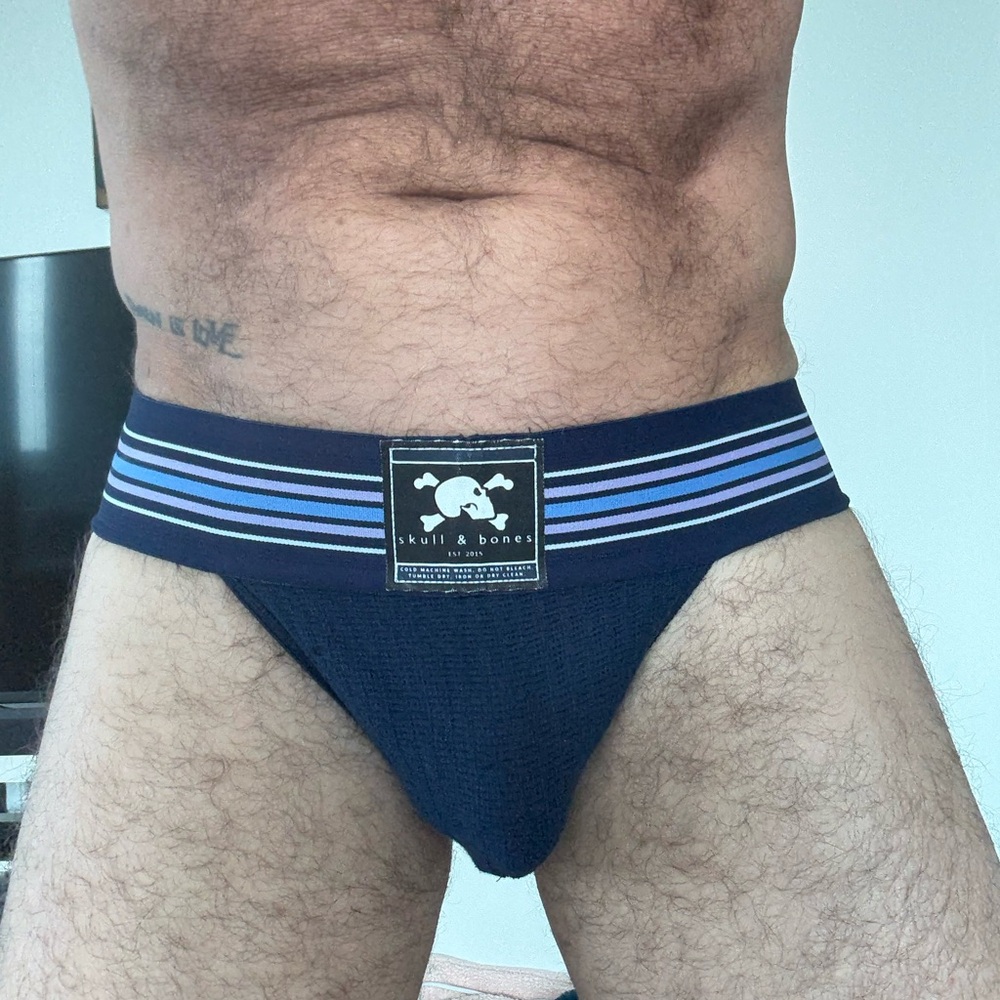 Skull & Bones Blue Briefs with Elastic Waistband and Supportive Fit